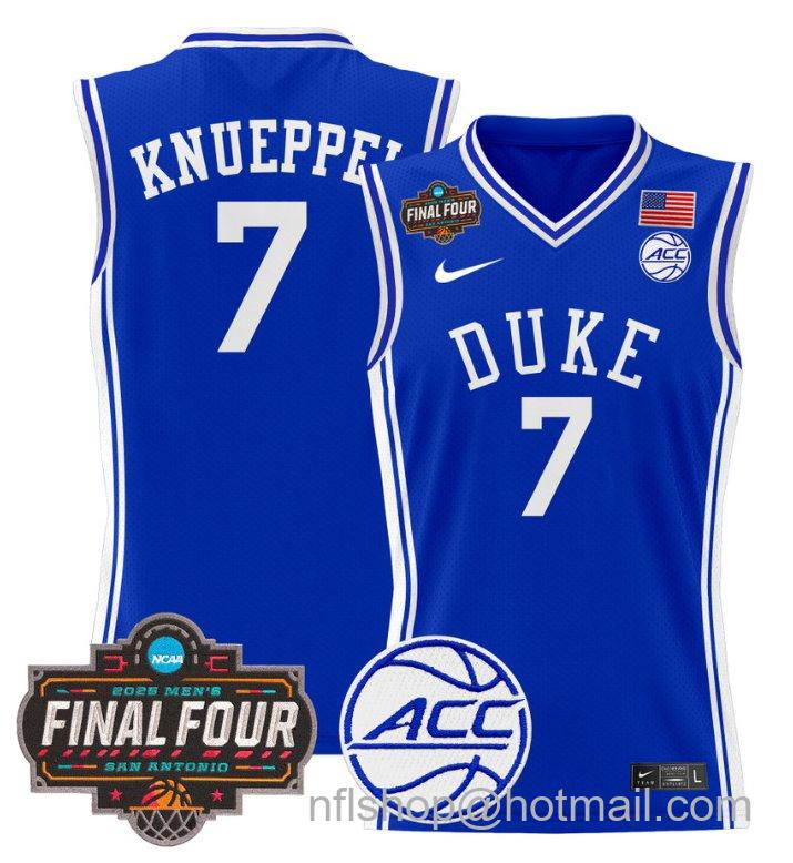 Men's Kon Knueppel Jersey #7 Duke Blue Devils 2025 Final Four Patch Stitched Royal
