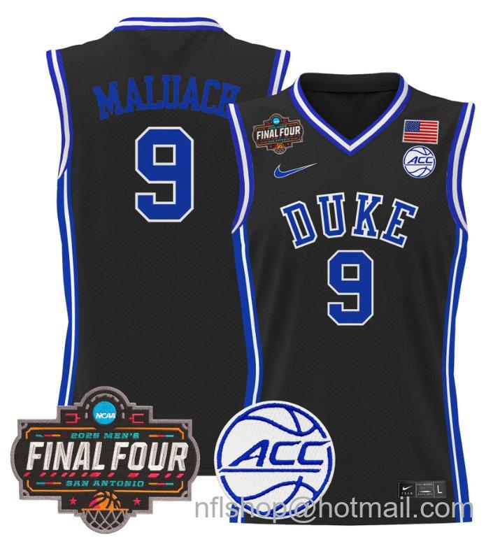 Men's Khaman Maluach Jersey #9 Duke Blue Devils 2025 Final Four Patch Stitched Black