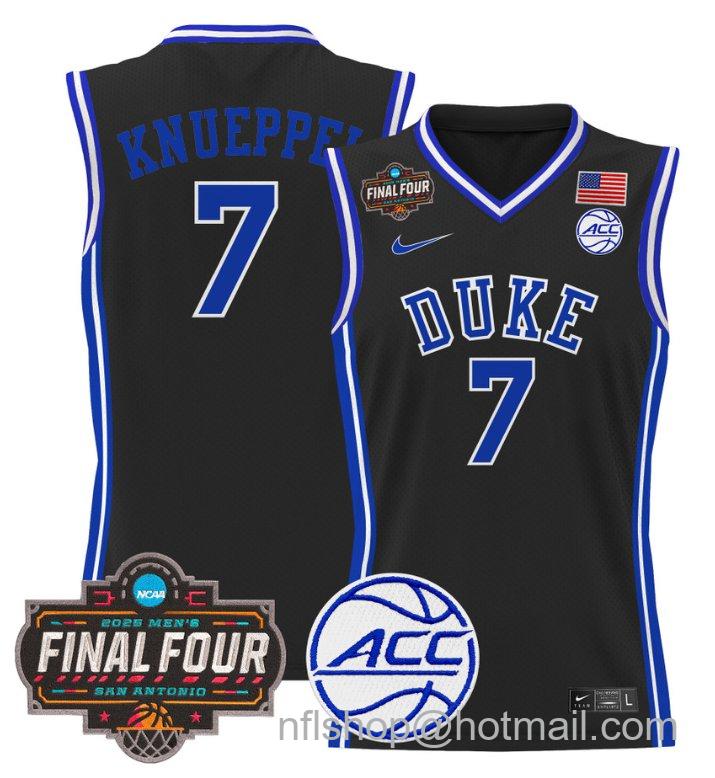 Men's Kon Knueppel Jersey #7 Duke Blue Devils 2025 Final Four Patch Stitched Black