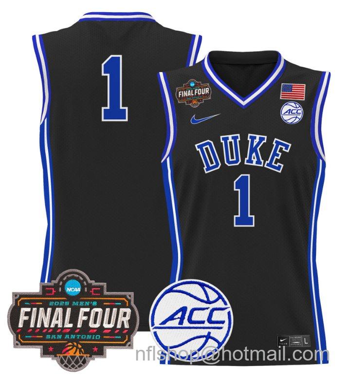 Men's Team Jersey #1 Duke Blue Devils 2025 Final Four Patch Basketball Stitched Black