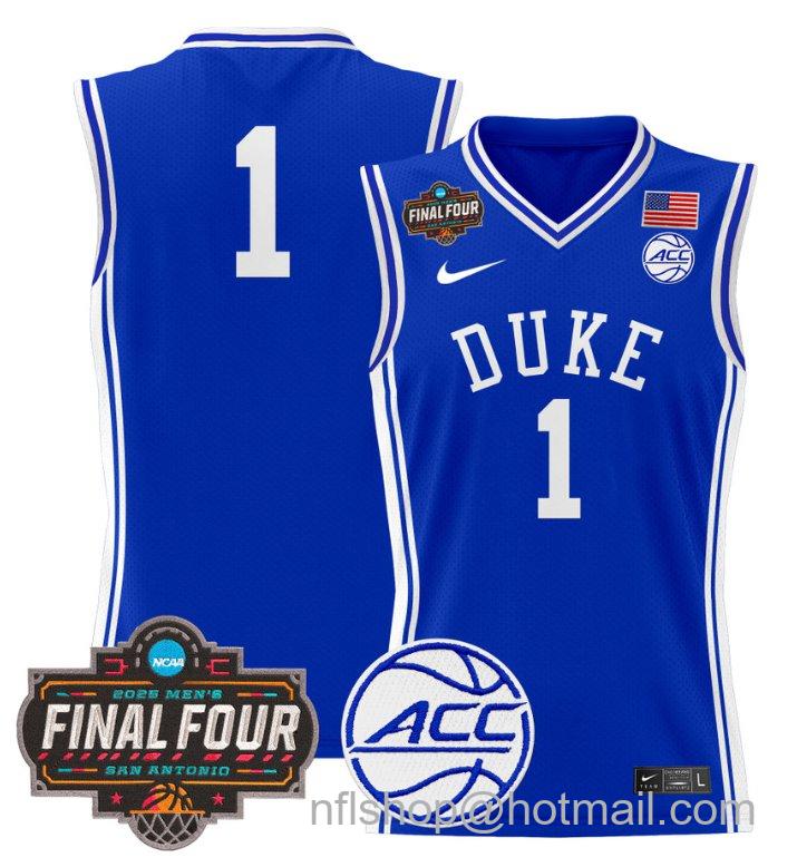 Men's Team Jersey #1 Duke Blue Devils 2025 Final Four Patch Basketball Stitched Royal