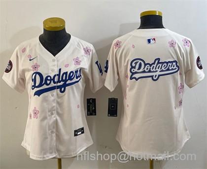 Youth Los Angeles Dodgers Team Big Logo Cream 2025 Tokyo Series Limited Stitched Baseball Jersey