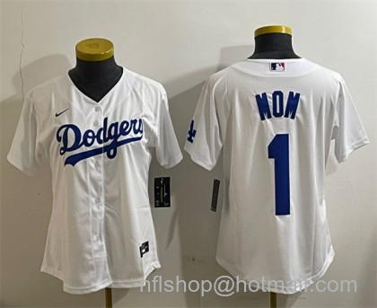 Youth Los Angeles Dodgers #1 Mom White Cool Base Stitched Baseball Jersey