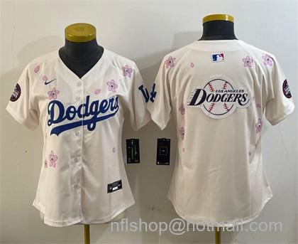 Youth Los Angeles Dodgers Team Big Logo Cream 2025 Tokyo Series Limited Stitched Baseball Jerseys