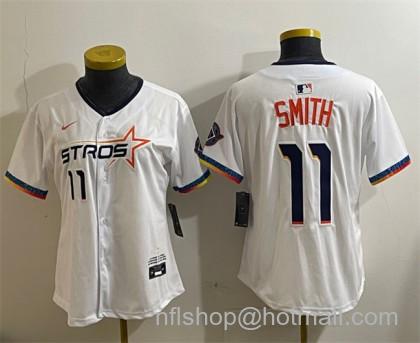 Youth Houston Astros #11 Cam Smith White 2025 City Connect Limited Stitched Baseball Jersey