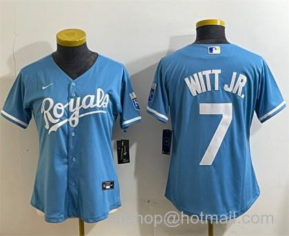 Women's Kansas City Royals #7 Bobby Witt Jr. Light Blue Cool Base Stitched Jersey
