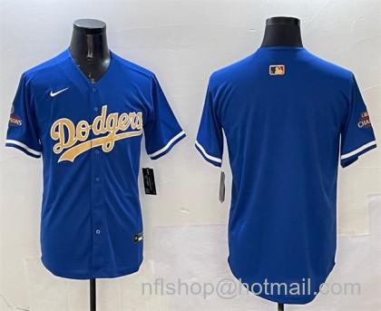 Men's Los Angeles Dodgers Blank Royal 2024 World Series Champions 2025 Gold Collection Limited Stitched Baseball Jersey