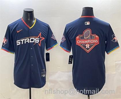 Men's Houston Astros Team Big Logo Navy 2025 City Connect With Texas Patch Limited Stitched MLB Jerseys