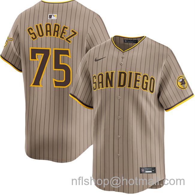 Men's San Diego Padres #75 Robert Suarez Tan 2025 Alternate Limited Stitched Baseball Jersey