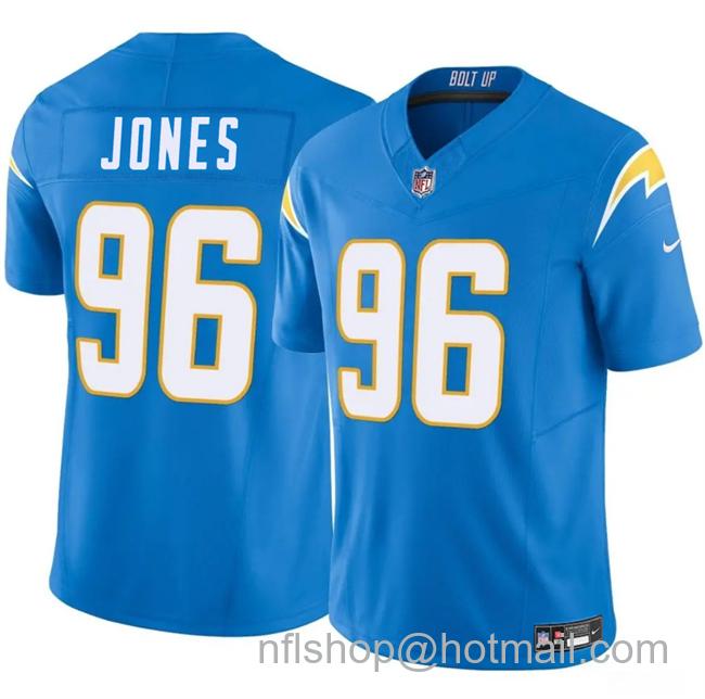 Men's Los Angeles Chargers #96 Naquan Jones Blue 2025 F.U.S.E Vapor Limited Stitched Football Jersey