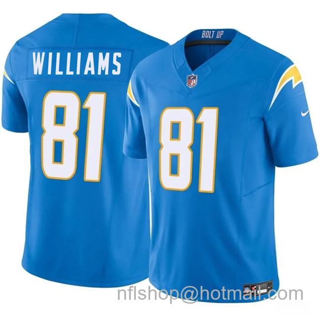 Men's Los Angeles Chargers #81 Mike Williams Blue 2025 F.U.S.E Vapor Limited Stitched Football Jersey
