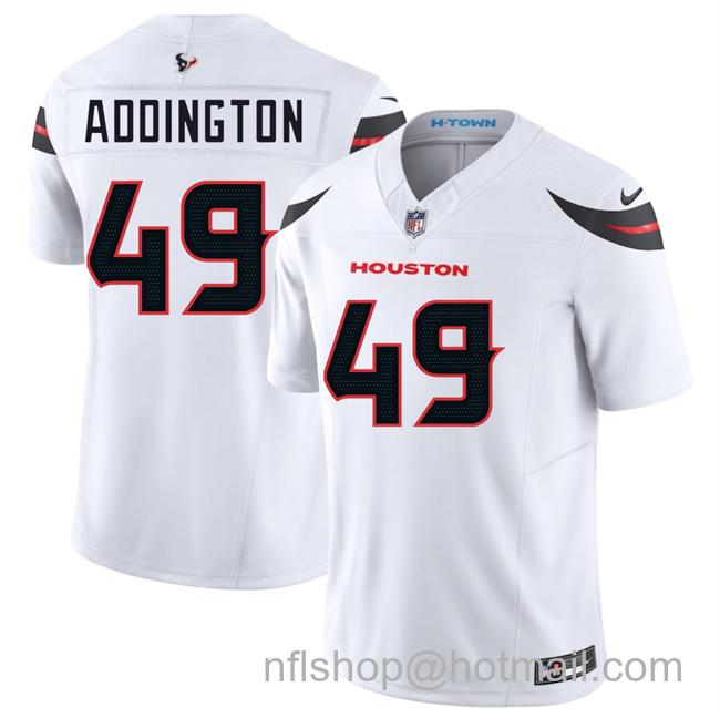 Men's Houston Texans #49 Tucker Addington White 2025 Vapor F.U.S.E. Limited Stitched jersey