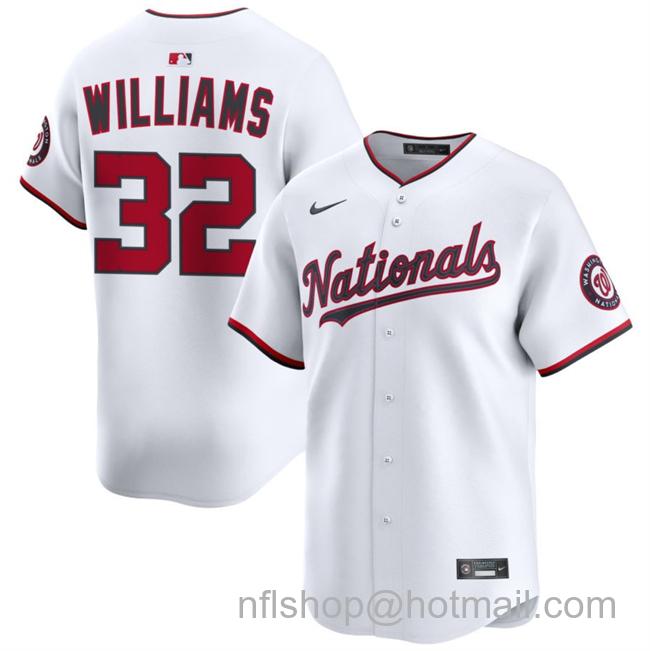 Men's Washington Nationals #32 Trevor Williams White 2025 Home Limited Stitched Baseball Jersey