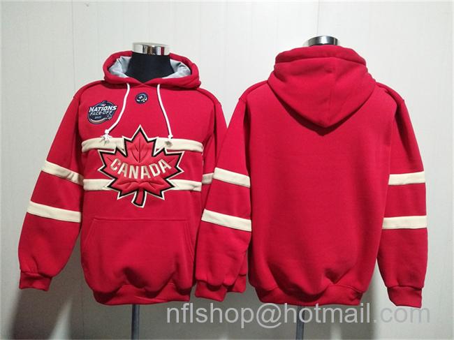 Men's Team Canada Blank Red Ageless Must-Have Lace-Up Pullover Hoodie