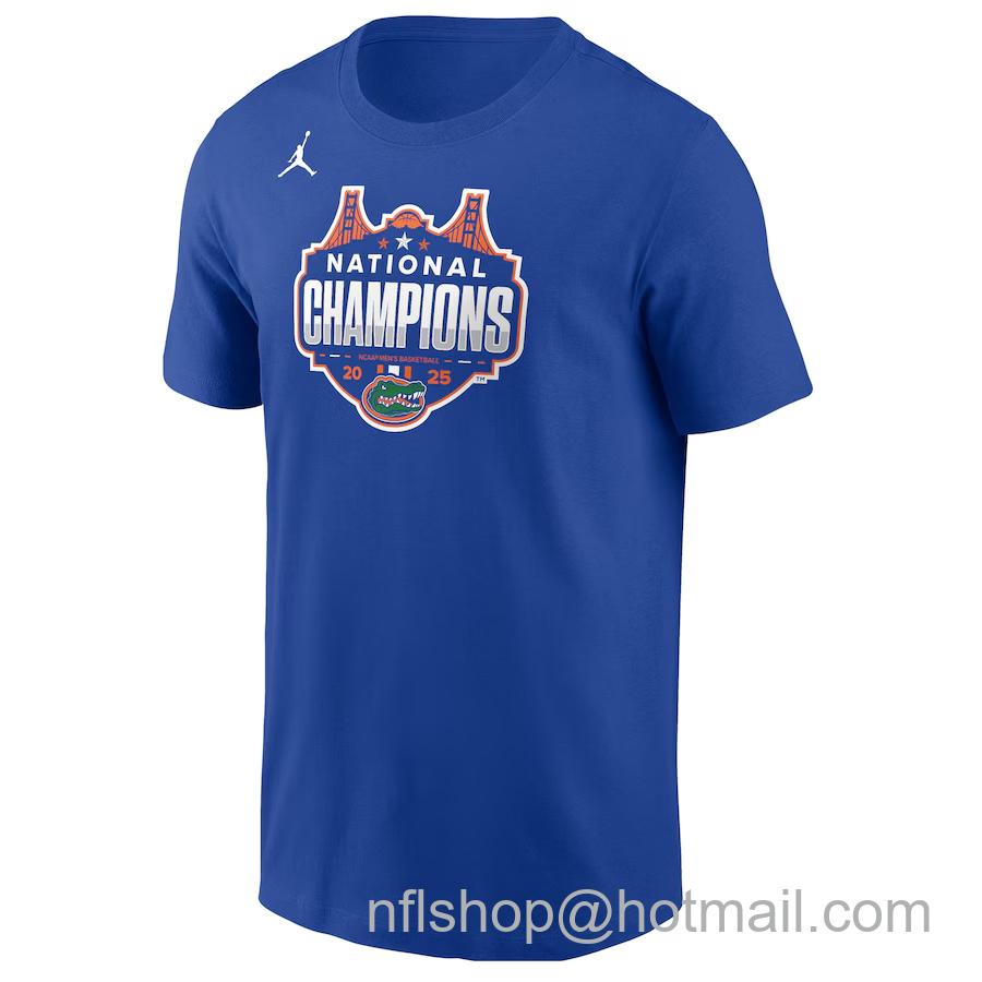 Men's Jordan Brand Royal Florida Gators 2025 NCAA Men's Basketball National Champions Celebration Logo T-Shirt