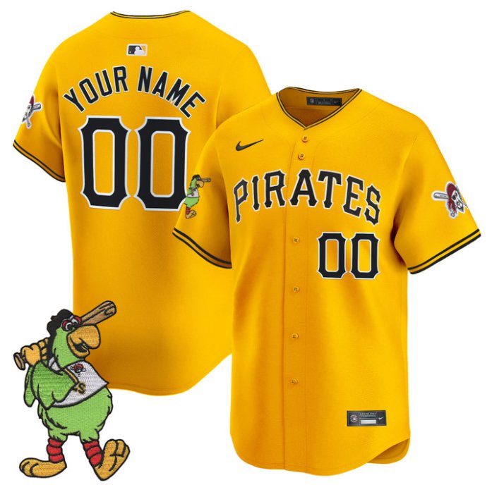 Pittsburgh Pirates Active Player Custom Pirate Parrot Patch Premier Limited Stitched Jersey Gold