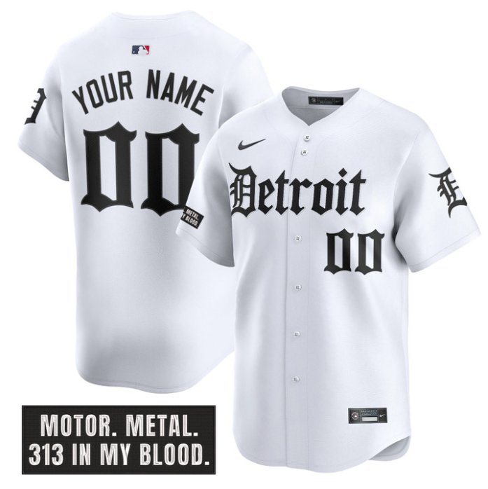 Custom Detroit Tigers Motor Gothic Edition Vapor Premier Limited Stitched Jersey White