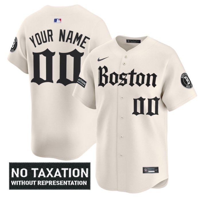 Custom Boston Red Sox Retro Newspaper Edition Vapor Limited Stitched Jersey Beige