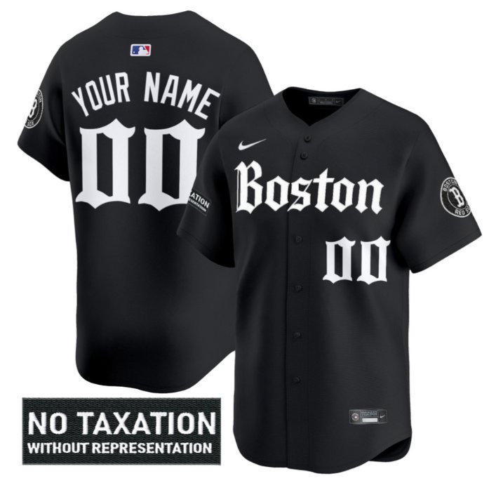 Custom Boston Red Sox Retro Newspaper Edition Vapor Limited Stitched Jersey Black