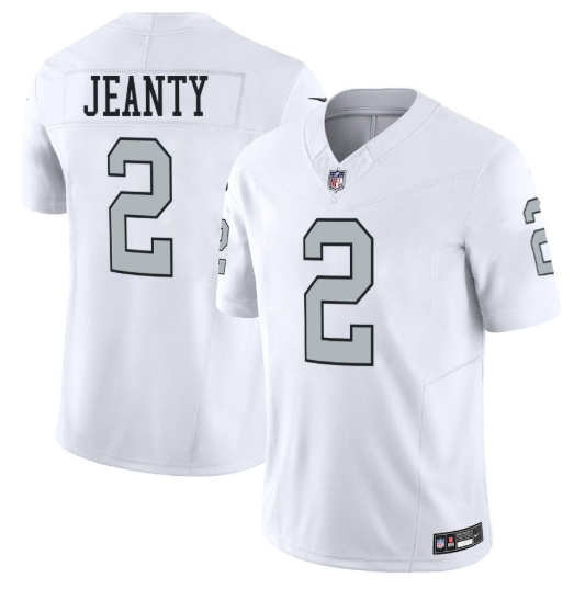 Men's Las Vegas Raiders #2 Ashton Jeanty White 2025 Draft F.U.S.E. Vapor Limited Color Rush Stitched Football Jersey