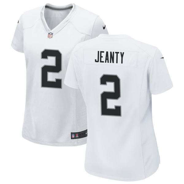 Women's Las Vegas Raiders #2 Ashton Jeanty Nike White 2025 Draft Vapor Untouchable Limited Stitched Football Jersey