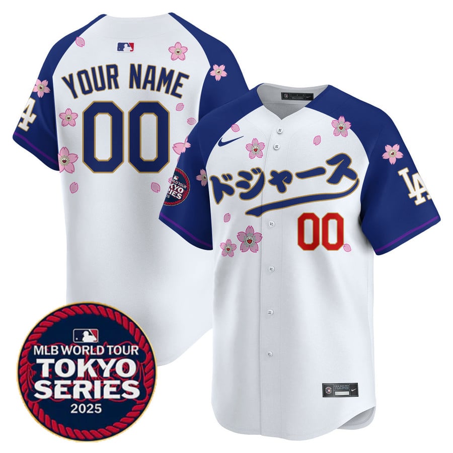 Custom ドジャース Los Angeles Dodgers Tokyo Series 2025 Vapor Limited Stitched Jersey White Alternate