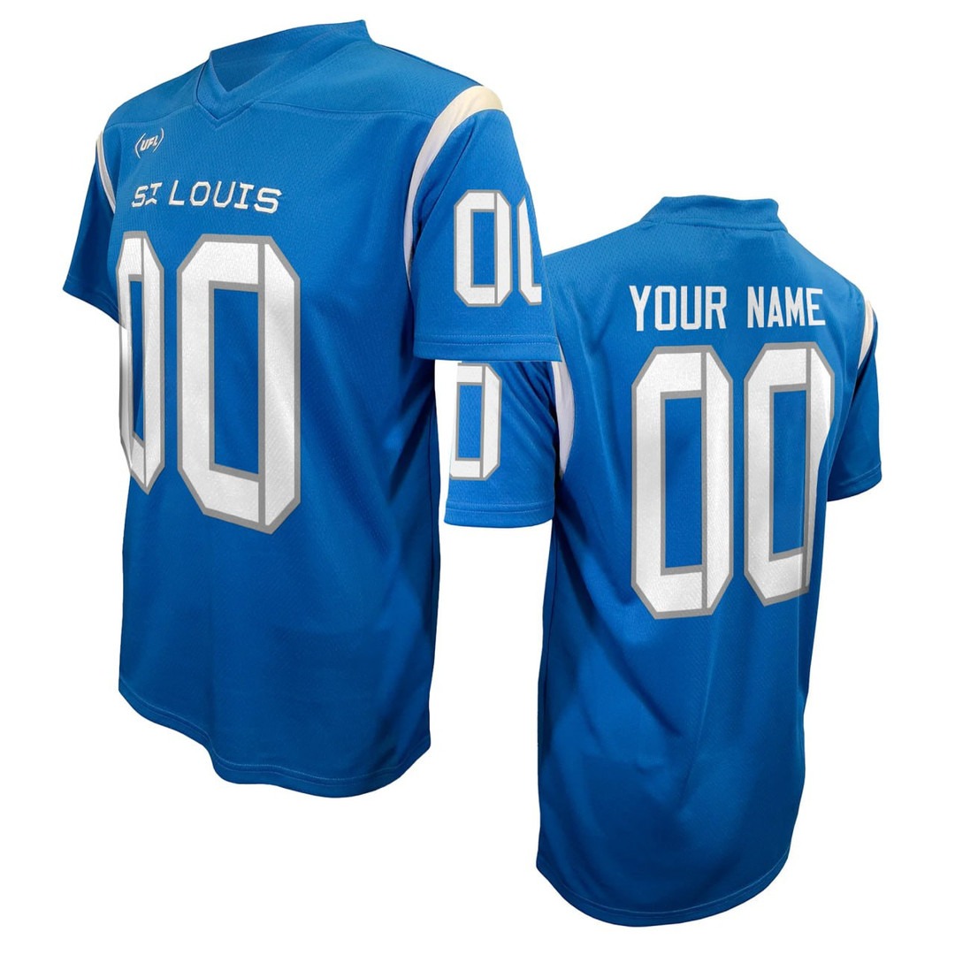 St. Louis Battlehawks Blue Custom Jersey - All Stitched