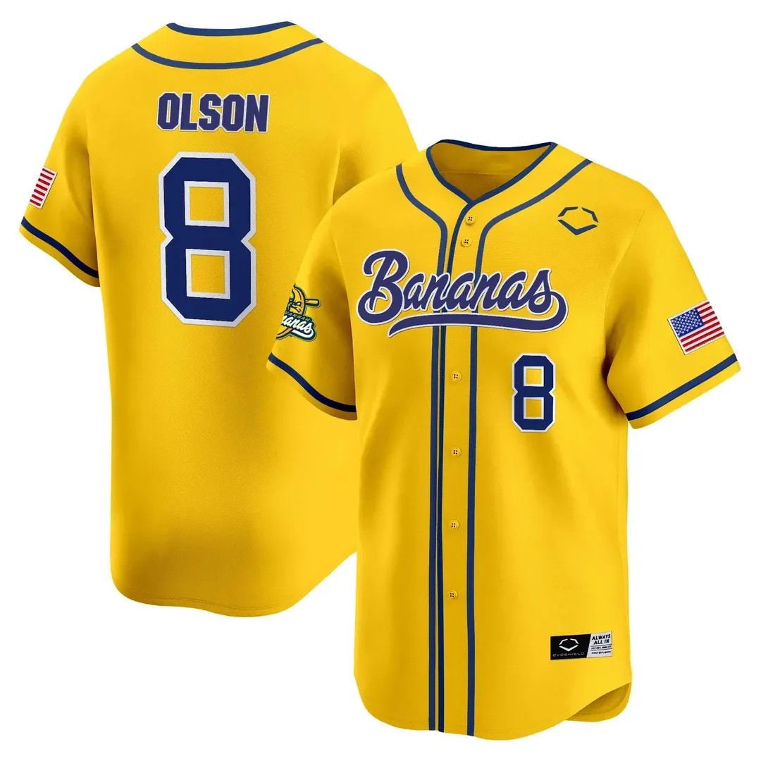 Men's Jackson Olson Savannah Bananas Yellow Jersey - All Stitched