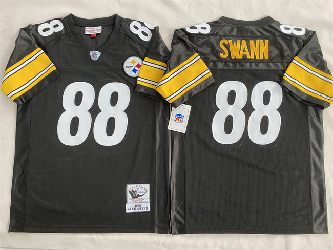 Men's Pittsburgh Steelers #88 Lynn Swann Black Throwback Stitched Football Jersey