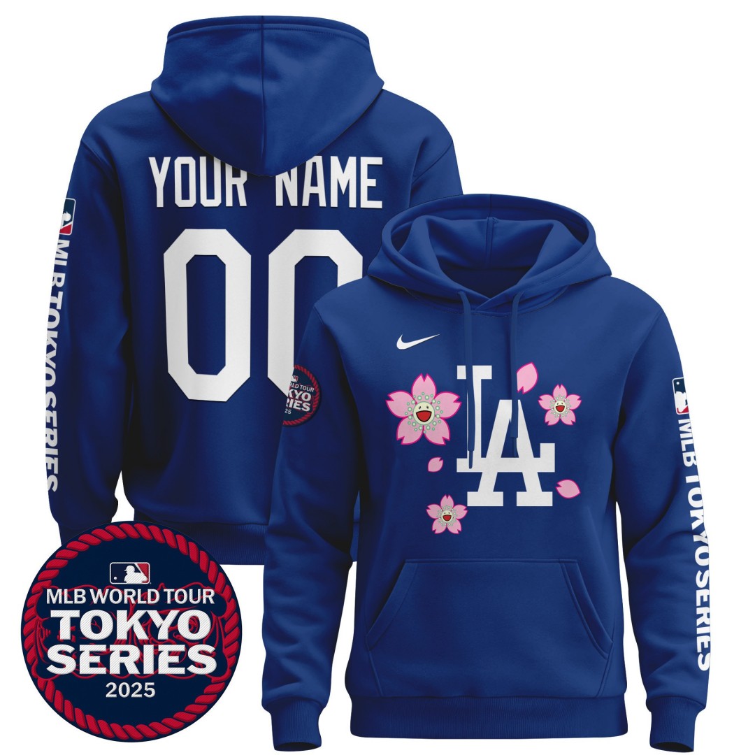 Tokyo Series 2025 LA Dodgers Custom Stitched Pullover Hoodie Royal