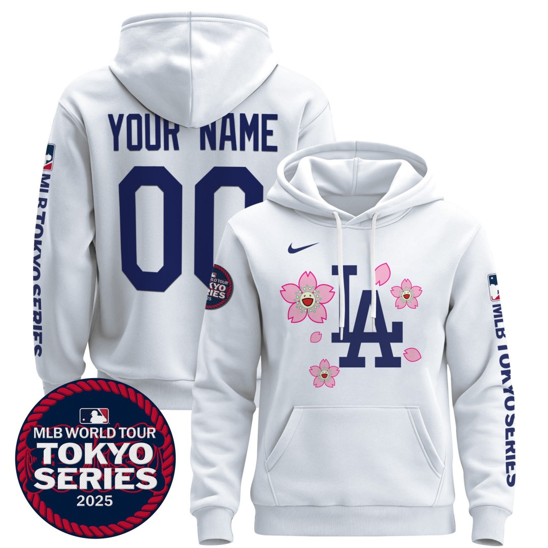 Tokyo Series 2025 LA Dodgers Custom Stitched Pullover Hoodie White
