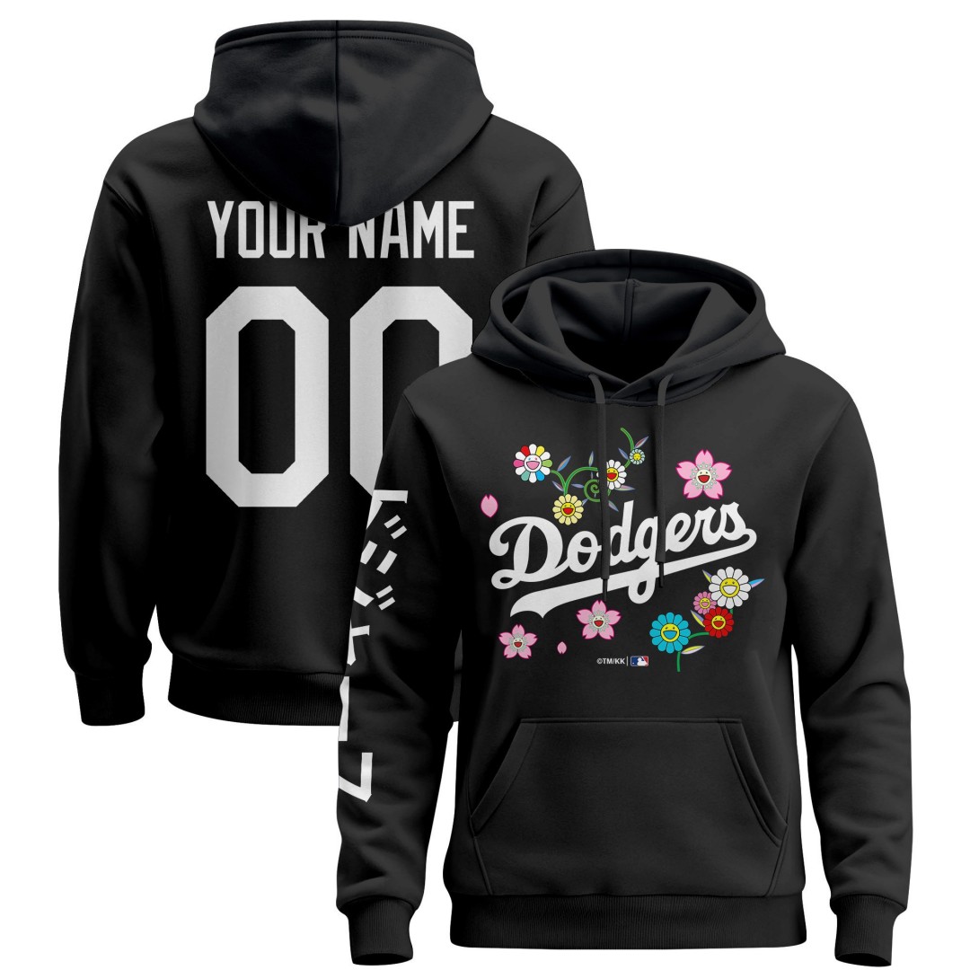 Dodgers x Takashi Murakami 2025 Pullover Custom Stitched Hoodie Black
