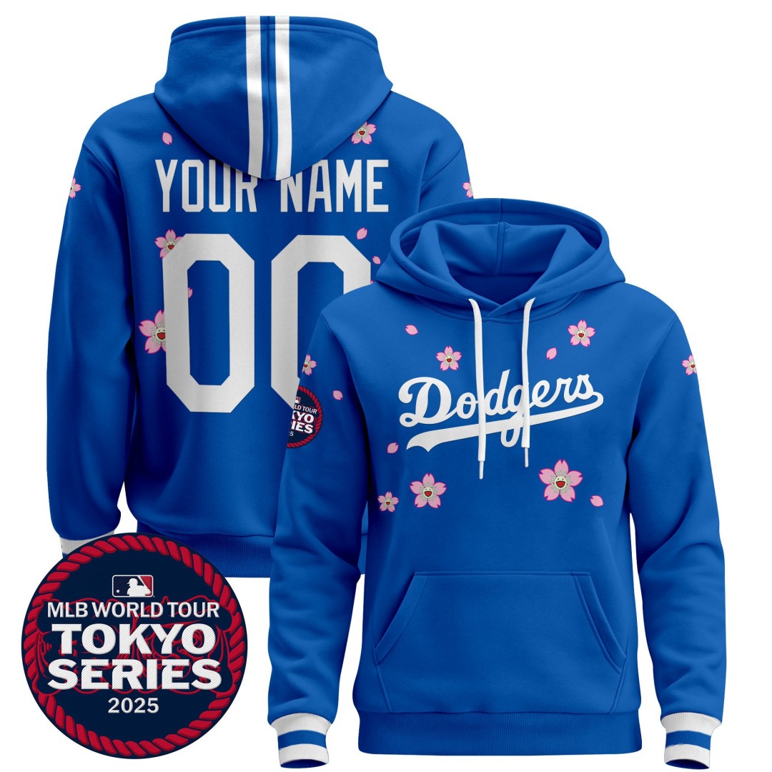 Tokyo Series 2025 Dodgers Custom Stitched Pullover Hoodie Royal