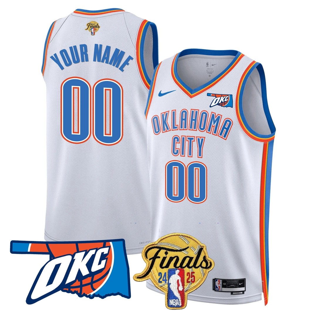 Oklahoma City Thunder Active Player Custom NBA 2024-25 Finals Patch White Association Stitched Basketball Jersey