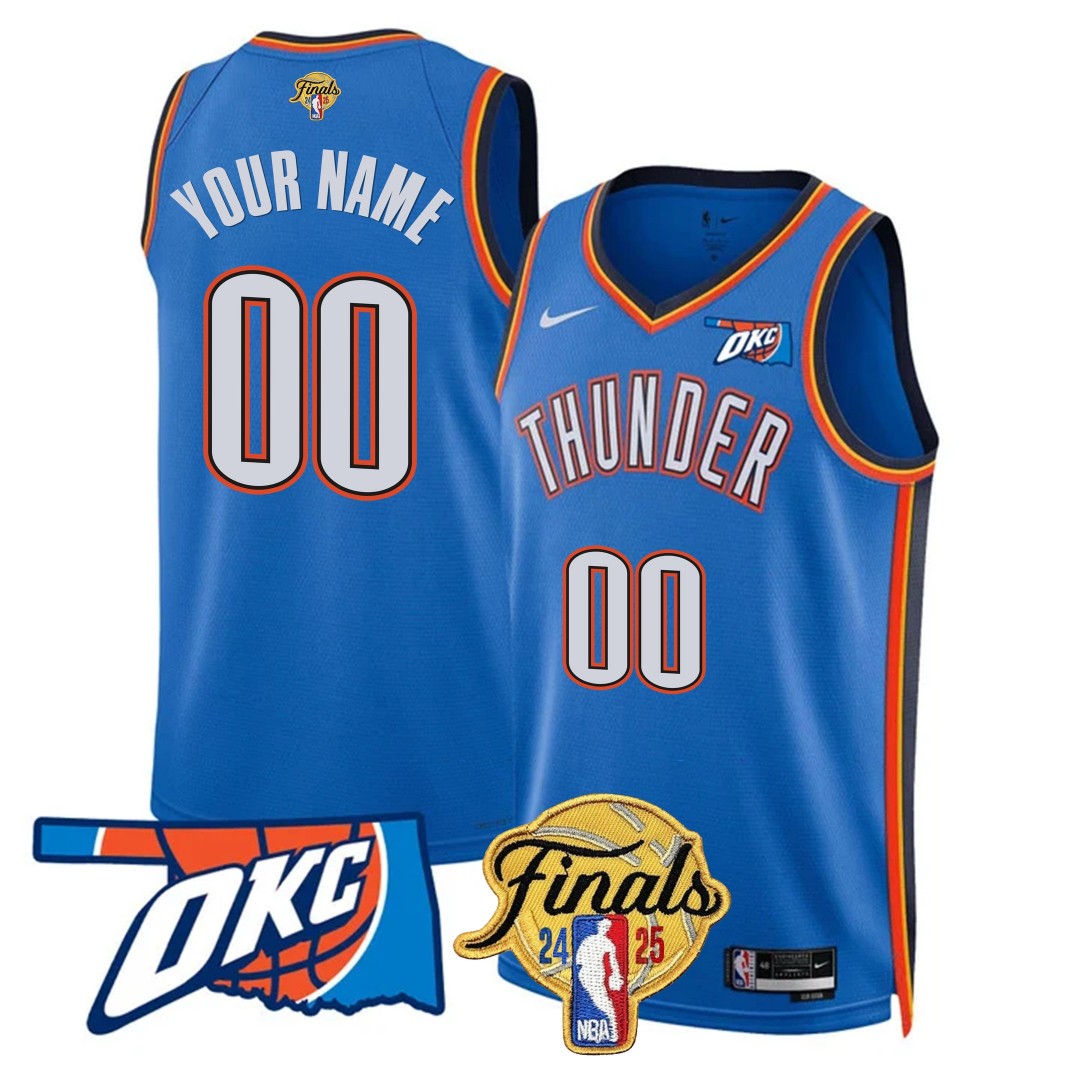 Oklahoma City Thunder Active Player Custom NBA 2024-25 Finals Patch Blue Icon Stitched Basketball Jersey