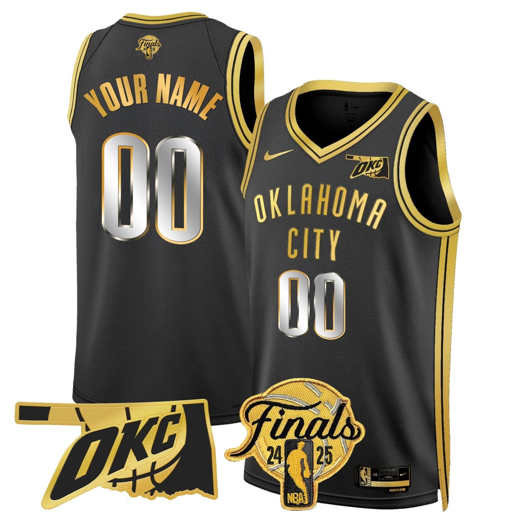 Oklahoma City Thunder Active Player Custom NBA 2024-25 Finals Patch Black Gold Stitched Basketball Jersey