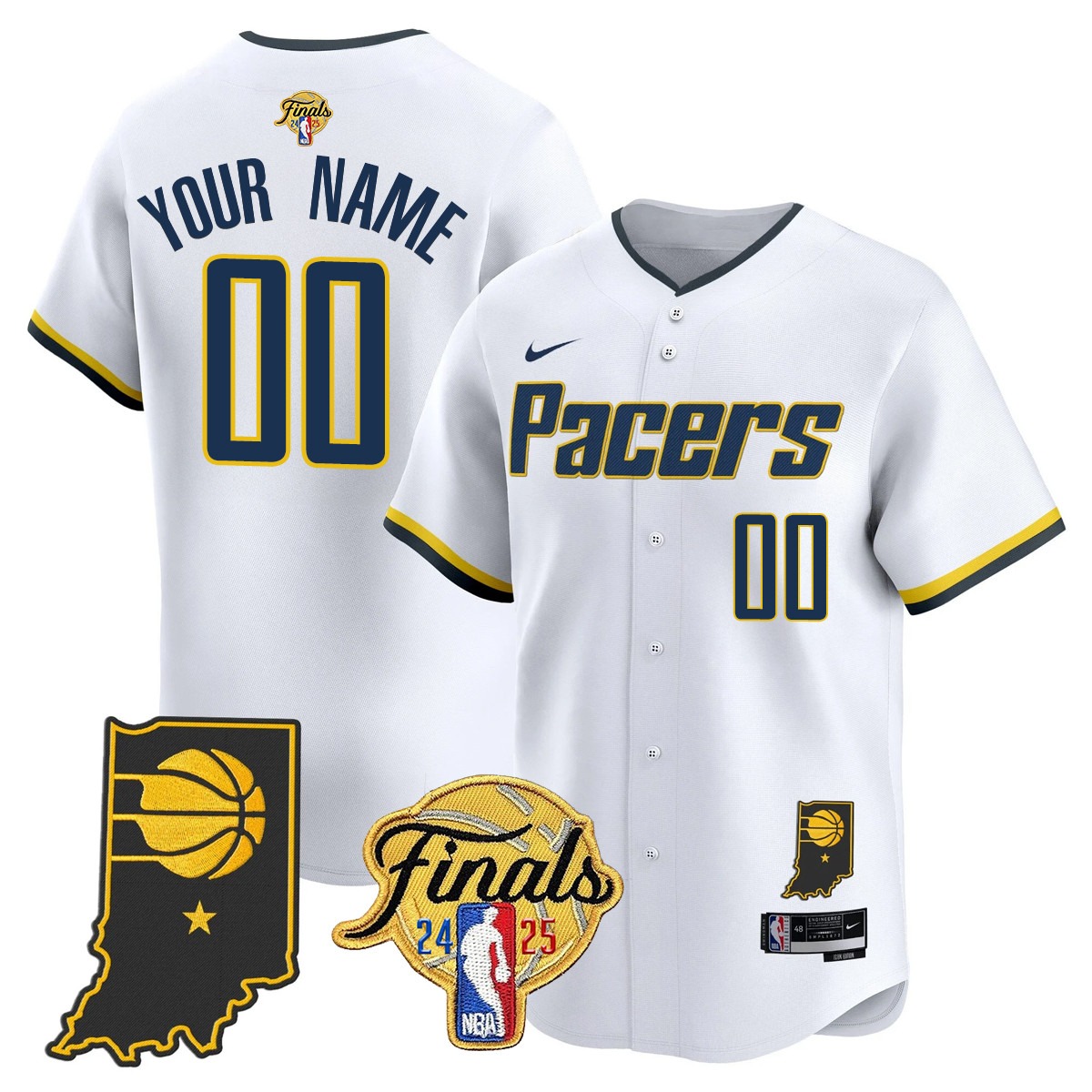Indiana Pacers Active Player Custom 2024-25 NBA Finals Patch Limited Stitched Baseball Jersey Association White