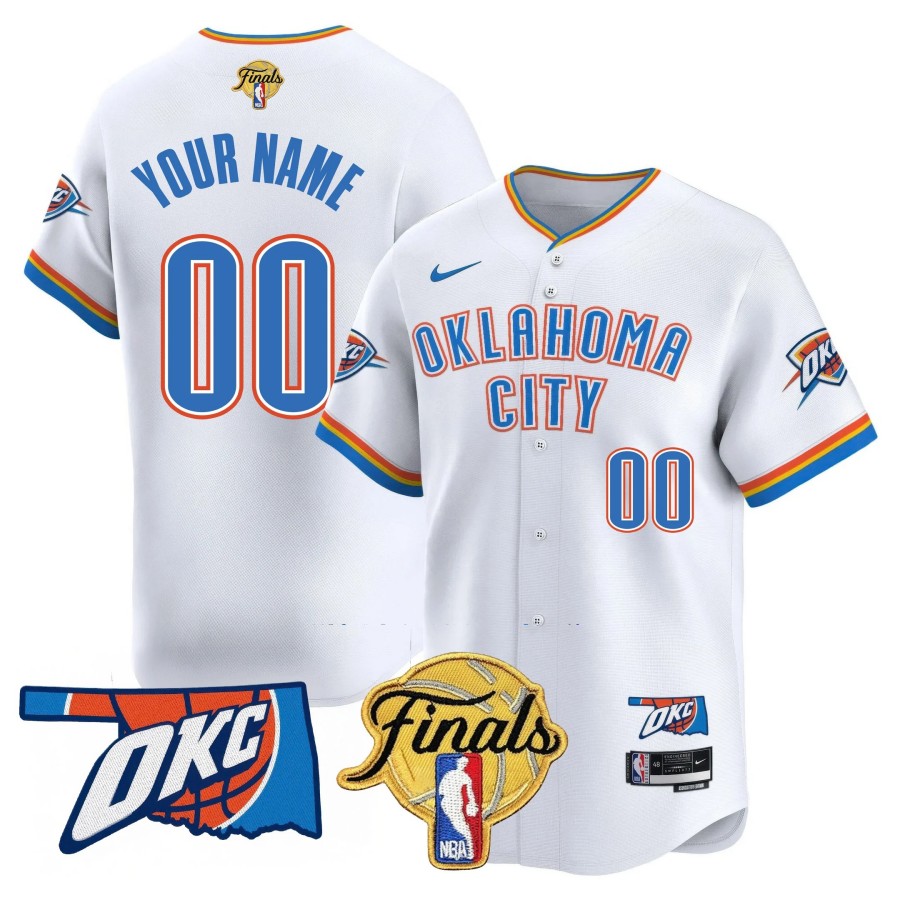 Oklahoma City Thunder Active Player Custom Association White NBA Finals Patch Limited Stitched Baseball Jersey