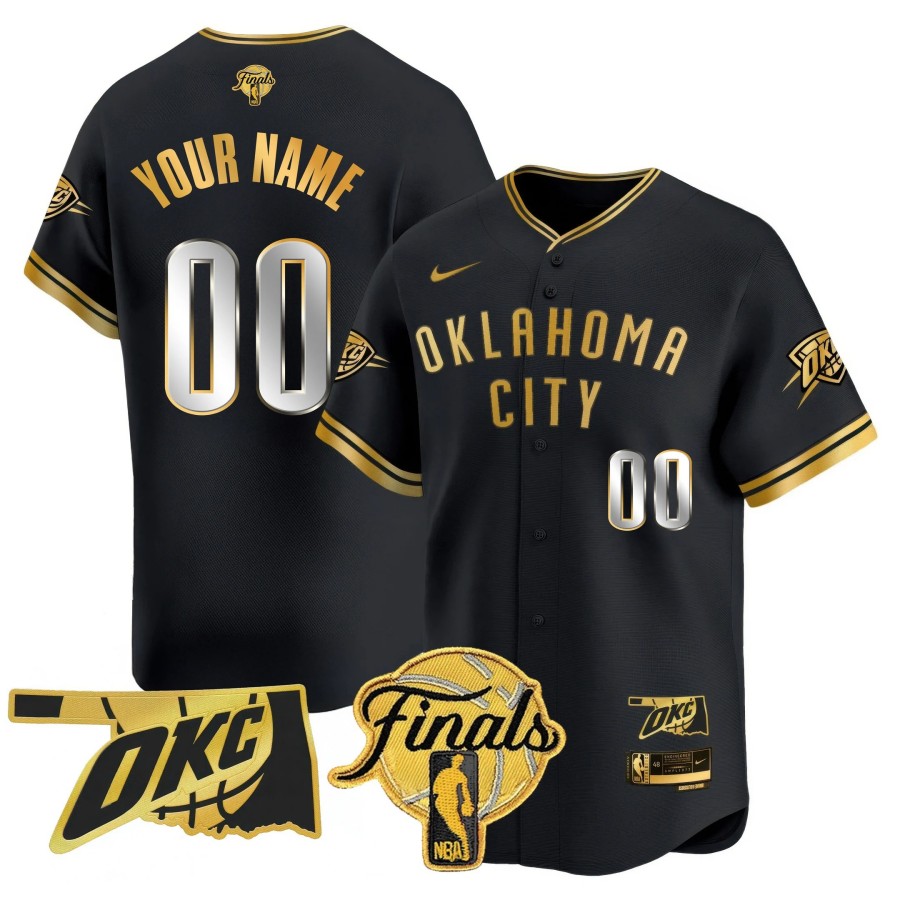 Oklahoma City Thunder Active Player Custom Association White NBA Finals Patch Limited Stitched Baseball Jersey