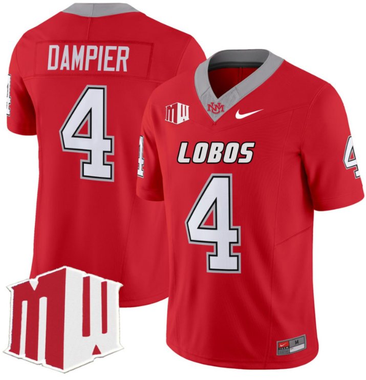 Men's New Mexico Lobos #4 Devon Dampier Red Stitched Football Jersey
