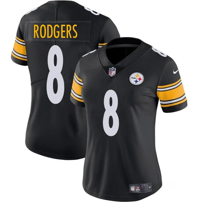Women's Pittsburgh Steelers #8 Aaron Rodgers Black 2025 Vapor Untouchable Limited Stitched Football Jersey