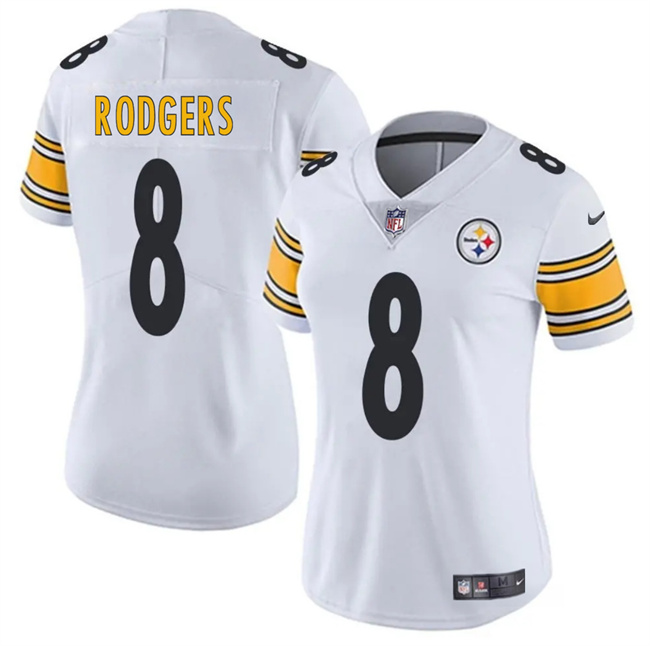 Women's Pittsburgh Steelers #8 Aaron Rodgers White 2025 Vapor Untouchable Limited Stitched Football Jersey