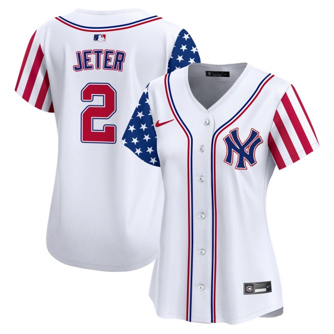 Women's New York Yankees #2 Derek Jeter 2025 Independence Day Vapor Premier Limited Jersey - All Stitched