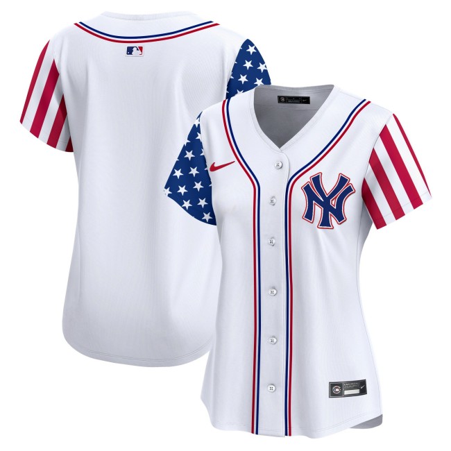 Women's New York Yankees Blank White 2025 Independence Day Vapor Premier Limited Jersey - All Stitched