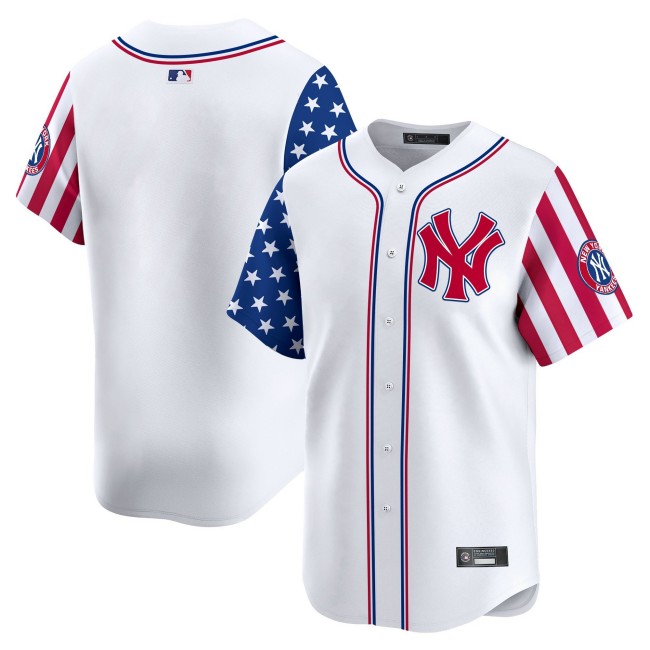 Men's New York Yankees Blank White 2025 Independence Day Vapor Premier Limited Jersey - All Stitched