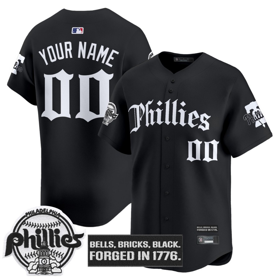Philadelphia Phillies 'Gothic Liberty Edition' MLB Black Limited Custom Jersey - All Stitched