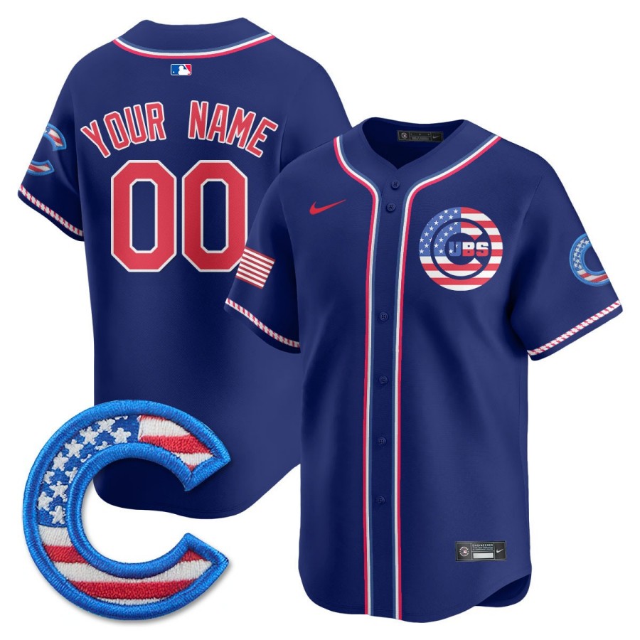 Chicago Cubs Custom Nike 2025 Fourth of July MLB Baseball Jersey Royal - All Stitched