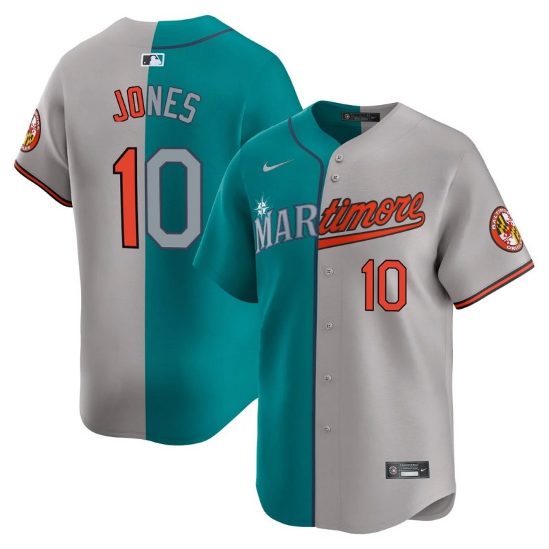 Adam Jones #10 Baltimore Oriole & Seattle Mariners MLB Baseball Jersey Aqua Grey - All Stitched