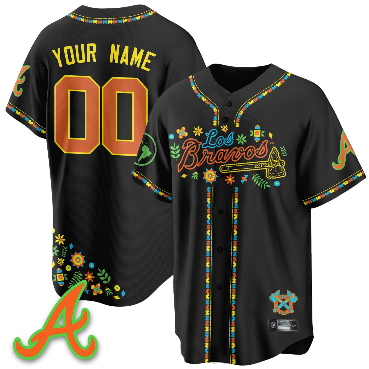 Atlanta Braves Custom Nike 2025 'Los Bravos' Limited Baseball Jersey Black - All Stitched