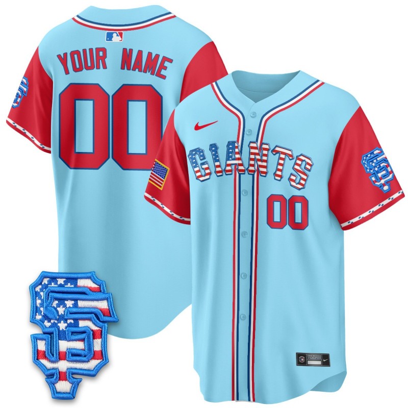 San Francisco Giants Nike 2025 Fourth of July Custom MLB Baseball Limited Jersey Light Blue Alternate - All Stitched